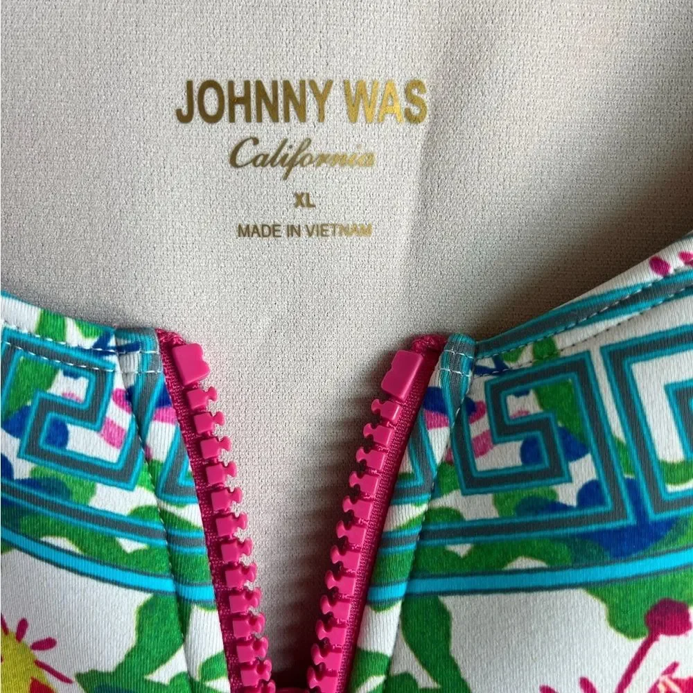 NWT Johnny Was Locita Surf One Piece Neoprene Swimsuit Colorful Patchwork